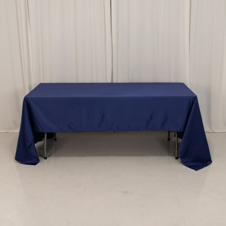 Navy Blue Seamless Lamour Satin Rectangle Tablecloth - 60x126inch