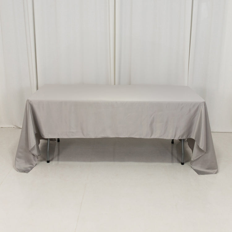 Silver Seamless Lamour Satin Rectangle Tablecloth - 60x126inch