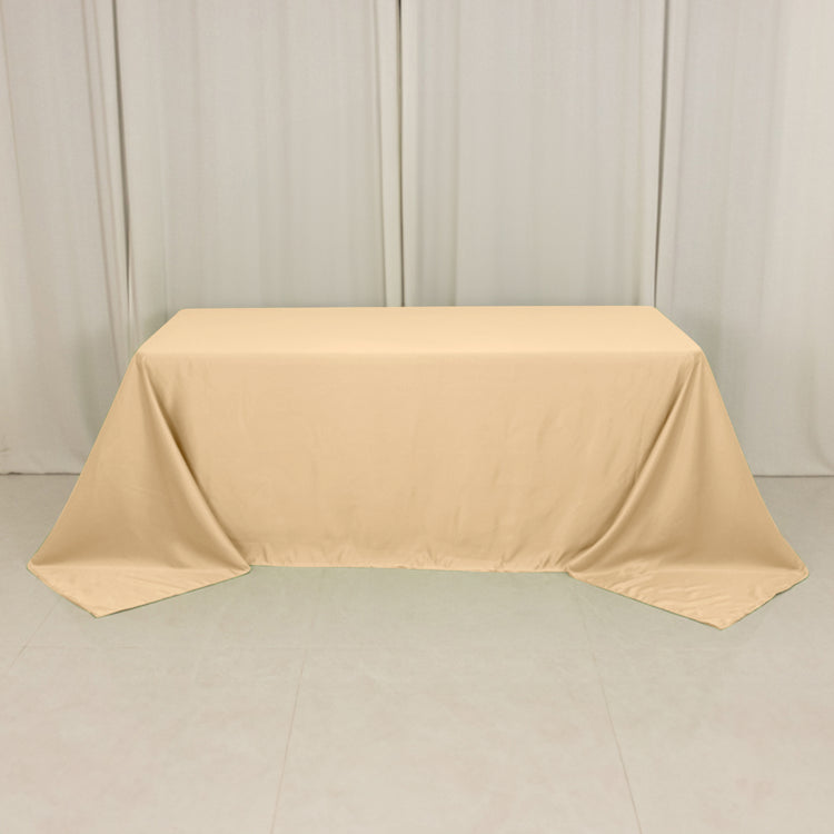 Beige Seamless Lamour Satin Rectangle Tablecloth - 90"x132inch