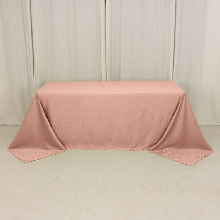 Dusty Rose Seamless Lamour Satin Rectangle Tablecloth - 90x132inch for 6 Foot Table Floor-Length