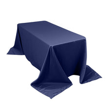 Navy Blue Seamless Lamour Satin Rectangle Tablecloth - 90x132inch for 6 Foot Table Floor-Length