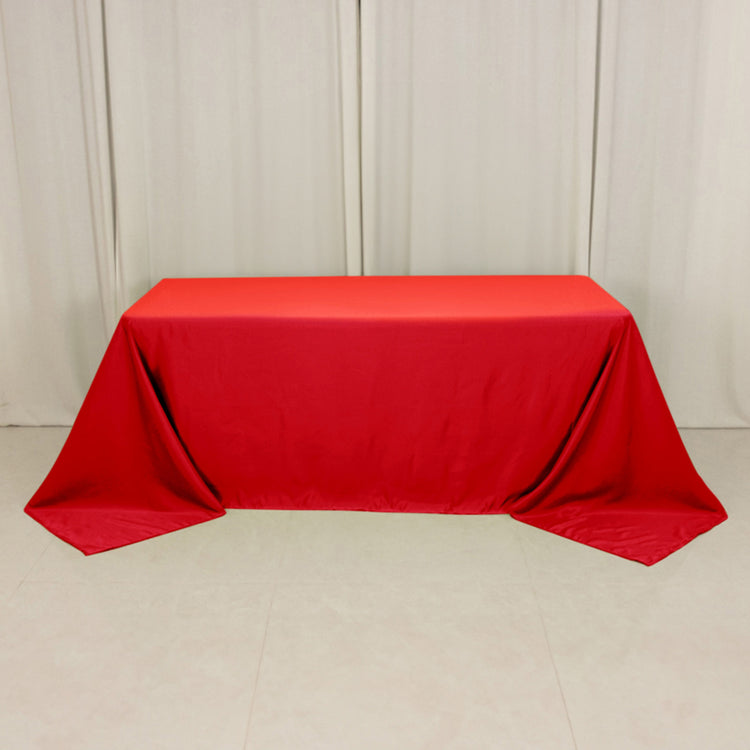 Red Seamless Lamour Satin Rectangle Tablecloth - 90"x132inch