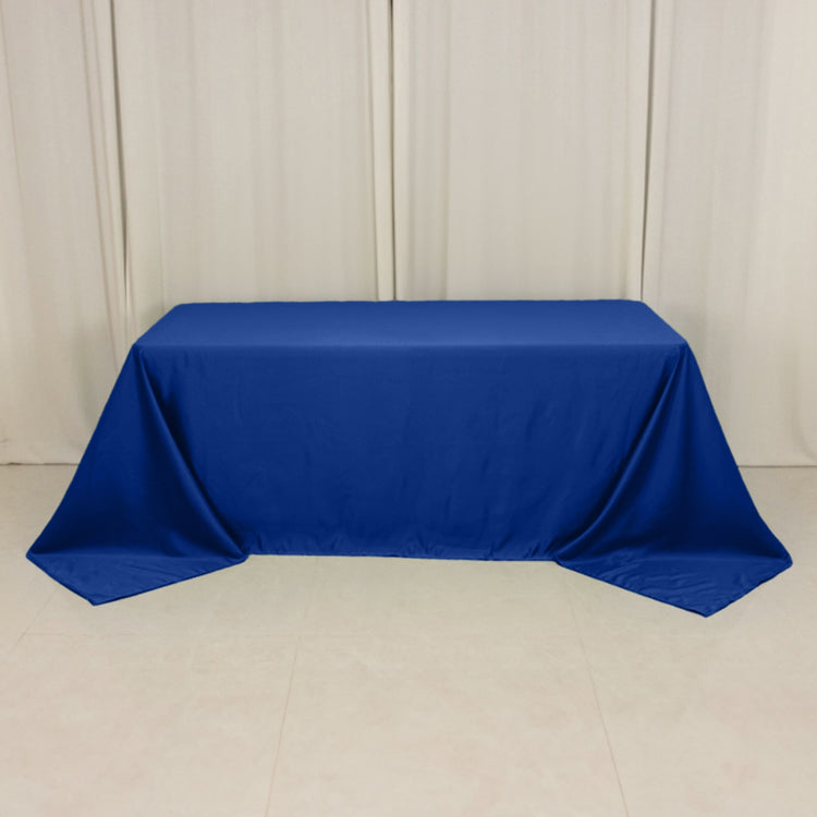 Royal Blue Seamless Lamour Satin Rectangle Tablecloth - 90x132inch for 6 Foot Table Floor-Length