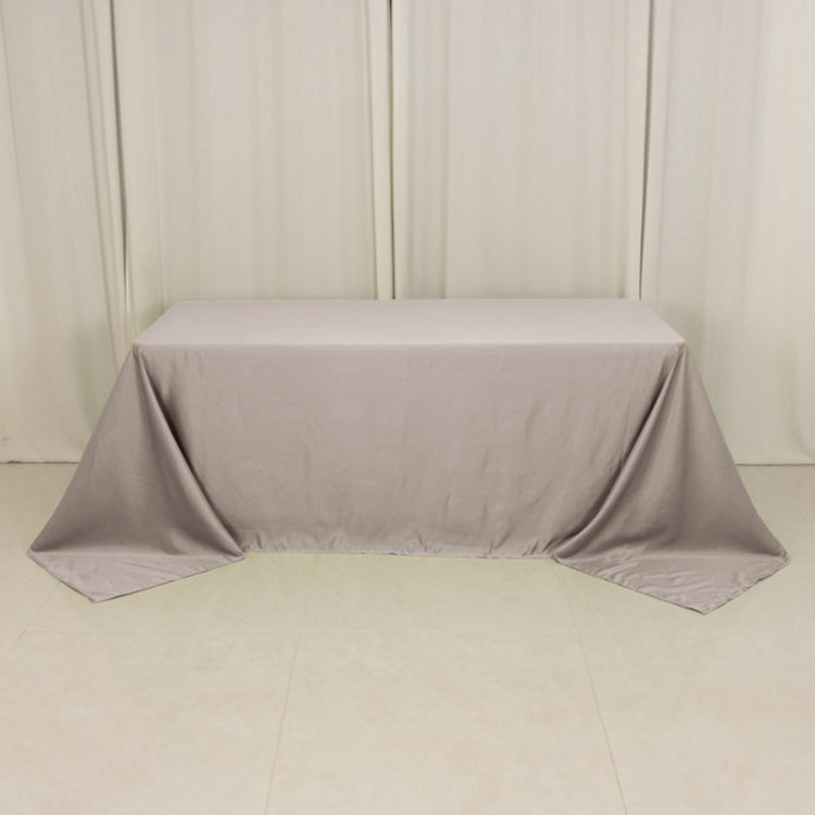 Silver Seamless Lamour Satin Rectangle Tablecloth - 90"x132inch