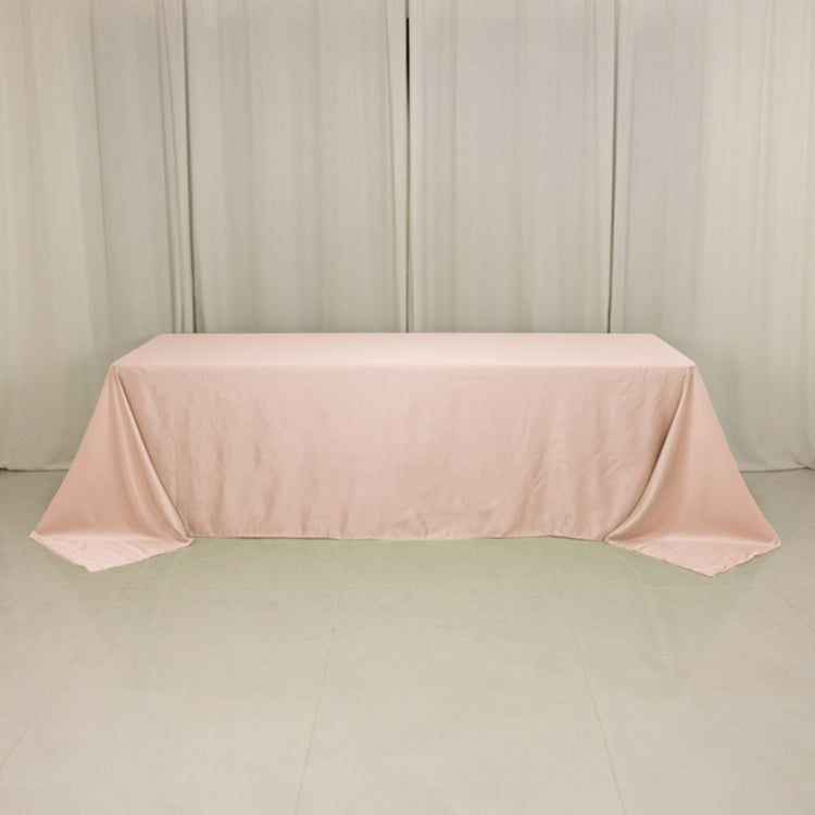 Blush Seamless Lamour Satin Rectangle Tablecloth - 90x156inch for 8 Foot Table