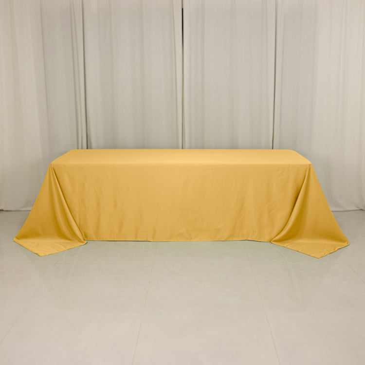 Champagne Seamless Lamour Satin Rectangle Tablecloth - 90x156inch for 8 Foot Table