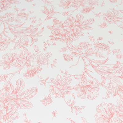 Polyester Round Tablecloth 108" White with Pink French Toile Pattern - Sophisticated Table Cover for Chic Weddings & Events
