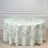 Polyester Round Tablecloth 120 White with Dusty Sage Green French Toile Pattern