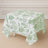 Polyester Square Tablecloth White with Dusty Sage Green French Toile Pattern - Sophisticated