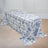 White Blue French Toile Polyester Tablecloth 90x156inch, Seamless Floral Rectangle Table Cover