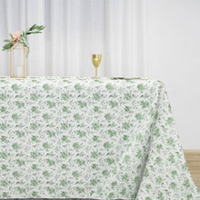 Dusty Sage Green Floral Polyester Rectangular Tablecloth - 90x132inch for 6 Foot Table