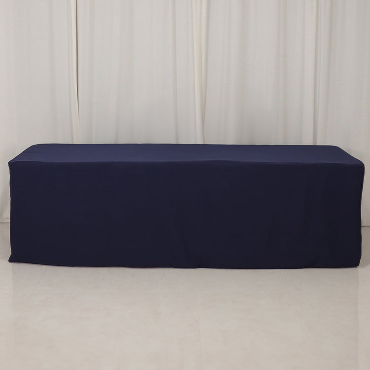 Navy Blue Fitted Premium Polyester Rectangle Tablecloth 8ft Table Cover