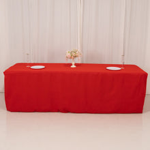 Red Fitted Premium Polyester Rectangle Tablecloth 8ft Table Cover