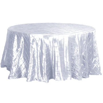 Elegant White Pintuck Round Seamless Tablecloth 120