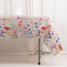 5 Pack Blush Rectangle Plastic Table Covers with Butterfly Floral Print, PVC Waterproof Disposable