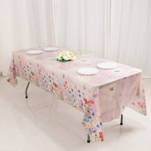 5 Pack Blush Rectangle Plastic Table Covers with Butterfly Floral Print, PVC Waterproof Disposable