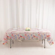 5 Pack Blush Rectangle Plastic Table Covers with Butterfly Floral Print, PVC Waterproof Disposable