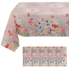 5 Pack Blush Rectangle Plastic Table Covers with Butterfly Floral Print, PVC Waterproof Disposable