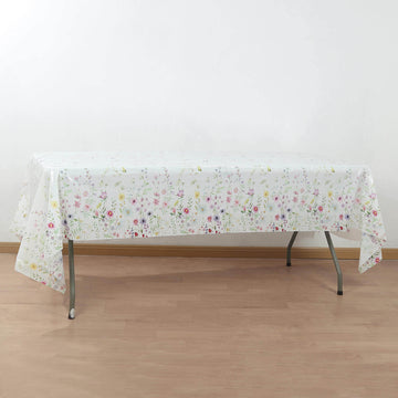 <h3 style="margin-left:0px;"><strong>Springtime Elegance: White Green Spring Floral Rectangle Plastic Tablecloth</strong>