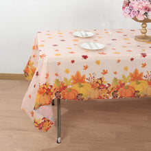 5 Pack Orange Thanksgiving Rectangle Plastic Tablecloths, PVC Waterproof Disposable Table Covers