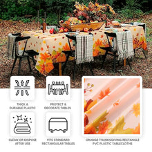 5 Pack Orange Thanksgiving Rectangle Plastic Tablecloths, PVC Waterproof Disposable Table Covers