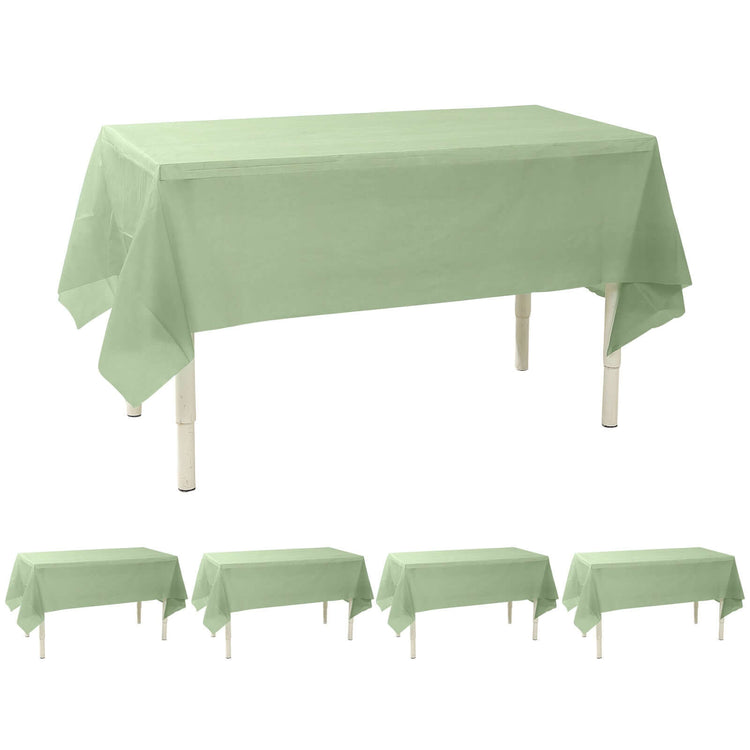 5 Pack Sage Green Rectangle Plastic Table Covers