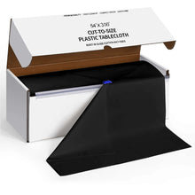 Black Plastic Table Cover Roll in A Cut-to-Size Box with Slide Cutter, Cuts Up to 36 Rectangle 8ft