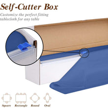 Navy Blue Plastic Table Cover Roll in A Cut-to-Size Box with Slide Cutter, Cuts Up to 36 Rectangle