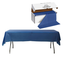 Navy Blue Plastic Table Cover Roll in A Cut-to-Size Box with Slide Cutter, Cuts Up to 36 Rectangle