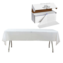 White Plastic Table Cover Roll in A Cut-to-Size Box with Slide Cutter, Cuts Up to 36 Rectangle 8ft