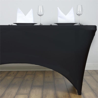 Stretch Spandex Rectangle Tablecloth 48"x30" Black - Form-Fitting Table Cover