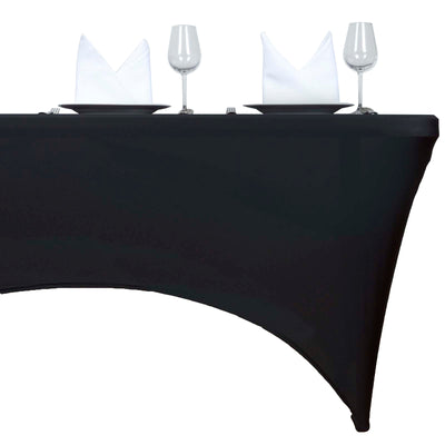Stretch Spandex Rectangle Tablecloth 48"x30" Black - Form-Fitting Table Cover