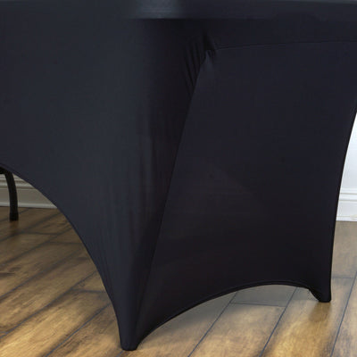 Stretch Spandex Rectangle Tablecloth 48"x30" Black - Form-Fitting Table Cover