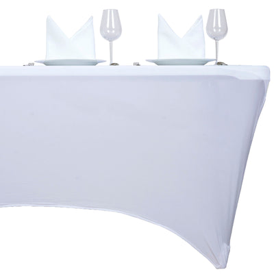 Stretch Spandex Rectangle Tablecloth 48"x30" White - Easy to Maintain Form-Fitting Table Cover for Weddings & Events
