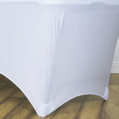 Stretch Spandex Rectangle Tablecloth 48"x30" White - Easy to Maintain Form-Fitting Table Cover for Weddings & Events