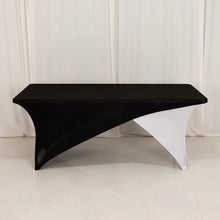 Black White Cross Over Stretch Spandex Table Cover 6ft Rectangular Fitted Tablecloth