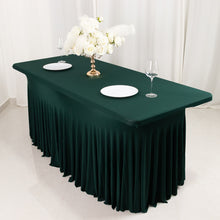 6ft Hunter Emerald Green Wavy Spandex Fitted Rectangle 1-Piece Tablecloth Table Skirt