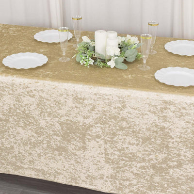Crushed Velvet Stretch Rectangular Table Cover 6ft Beige - Wrinkle-Free Tablecloth