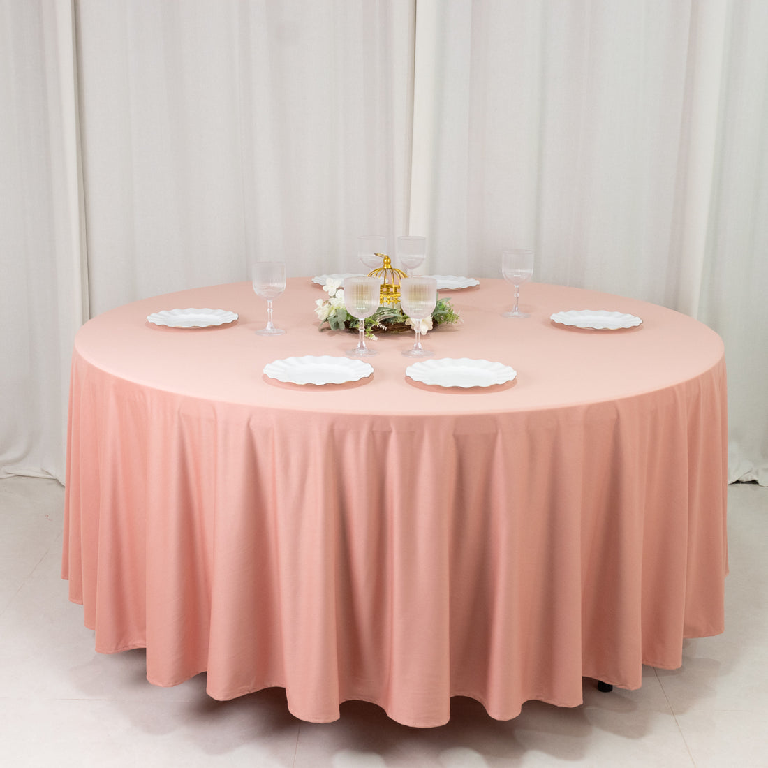Scuba Round Tablecloth 108inches Dusty Rose - Wrinkle Free Table Cover