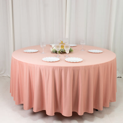 Scuba Round Tablecloth 108" Dusty Rose - Wrinkle Free Table Cover