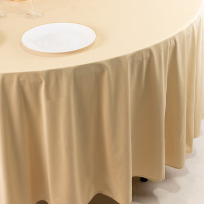 Scuba Round Tablecloth 108" Beige - Wrinkle Free Table Cover
