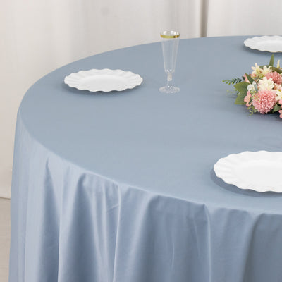 Scuba Round Tablecloth 108" Dusty Blue - Wrinkle Free Table Cover