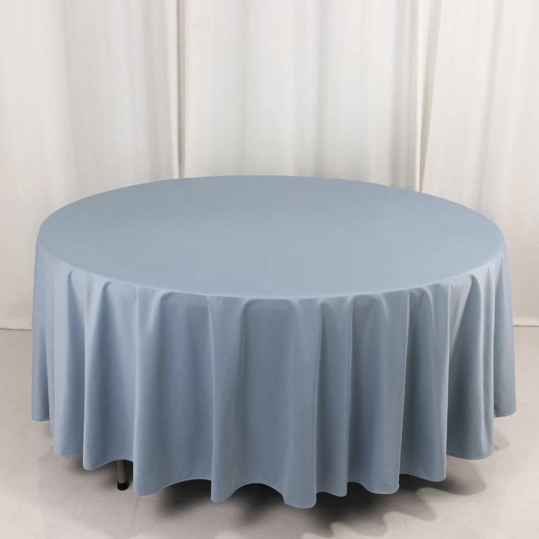 Dusty Blue Premium Scuba Round Tablecloth, Wrinkle Free Polyester Seamless Tablecloth