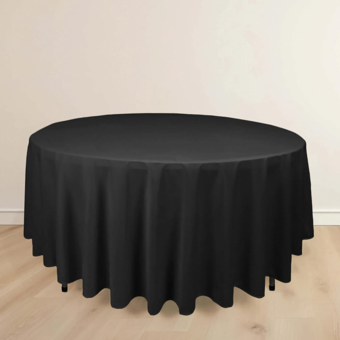 Black Premium Scuba Round Tablecloth, Wrinkle Free Seamless Polyester Tablecloth - 108inch
