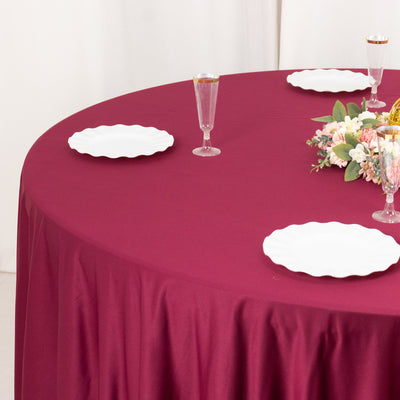 Scuba Round Tablecloth 108" Burgundy - Wrinkle Free Table Cover