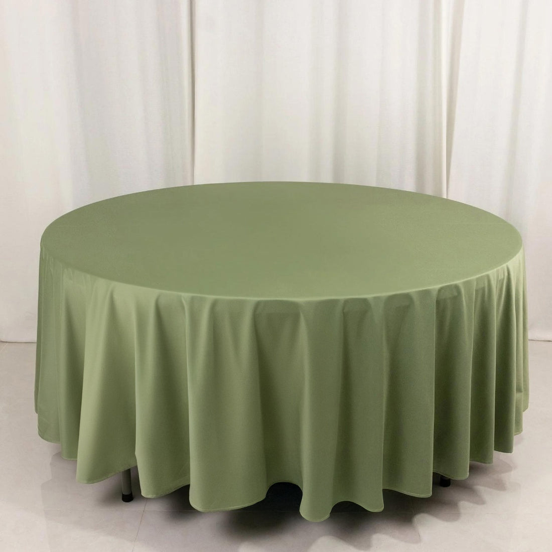 Dusty Sage Green Premium Scuba Round Tablecloth, Wrinkle Free Polyester Seamless Tablecloth