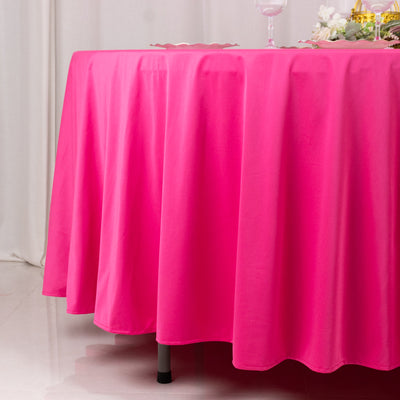 Scuba Round Tablecloth 108" Fuchsia - Wrinkle Free Table Cover