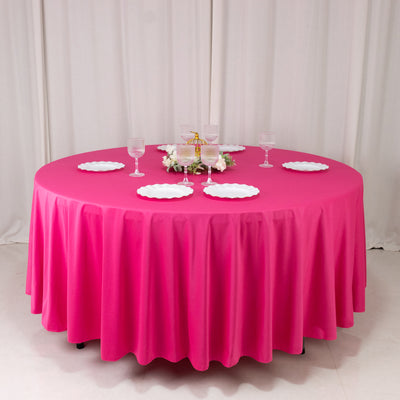 Scuba Round Tablecloth 108" Fuchsia - Wrinkle Free Table Cover