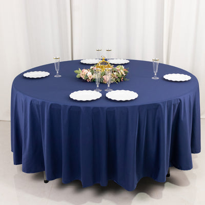 Scuba Round Tablecloth 108" Navy Blue - Wrinkle Free Table Cover