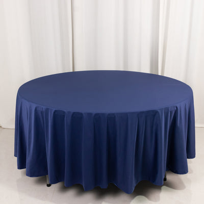 Scuba Round Tablecloth 108" Navy Blue - Wrinkle Free Table Cover